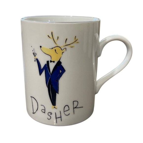 Pottery Barn Set Of 6 Reindeer Character Mugs Dancer Vixen Blitzen Made in Japan - Picture 6 of 11